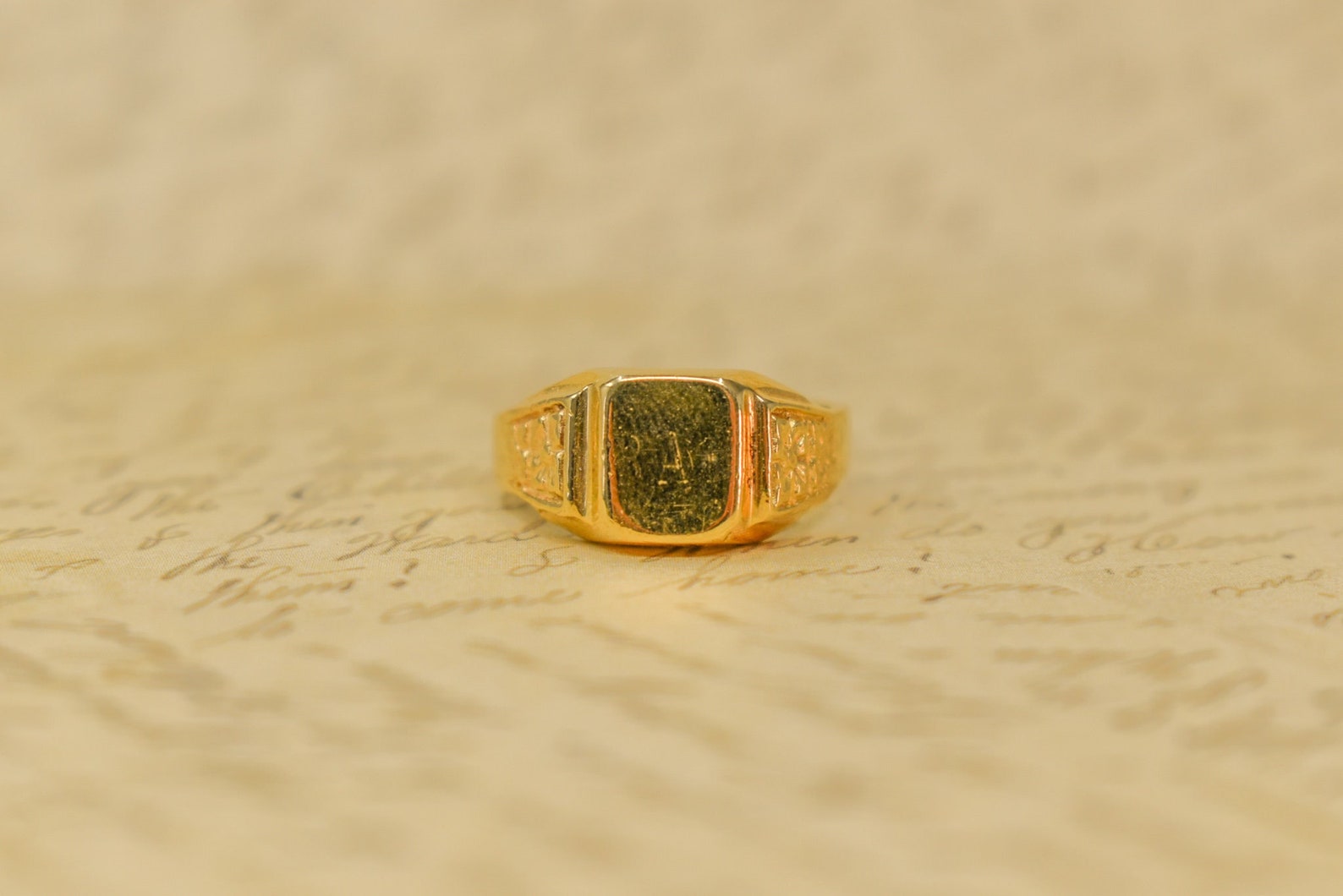 Vintage 10k Signet Ring 1940s Art Deco Signet Ring Stacking | Etsy