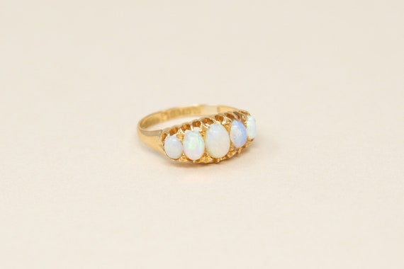 Antique 18k Yellow Gold Opal Ring - Edwardian Sta… - image 5