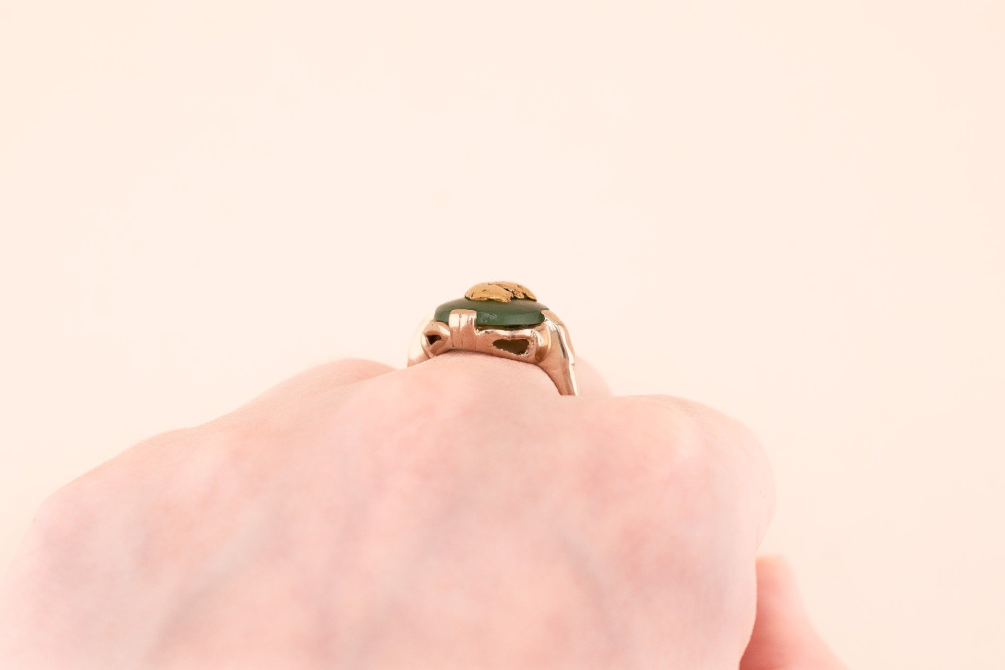 Vintage 10k Gold Nugget Jade Ring - Mid Century Signet - Etsy