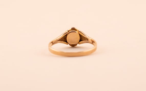 Antique 15k Flower Ring, Emerald, Pearl, Garnet R… - image 3