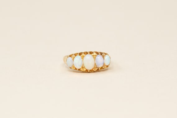 Antique 18k Yellow Gold Opal Ring - Edwardian Sta… - image 1