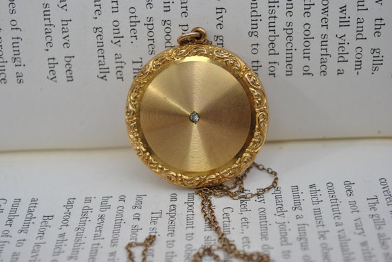 Antique Locket, Large Gold Filled Stone Locket - 1