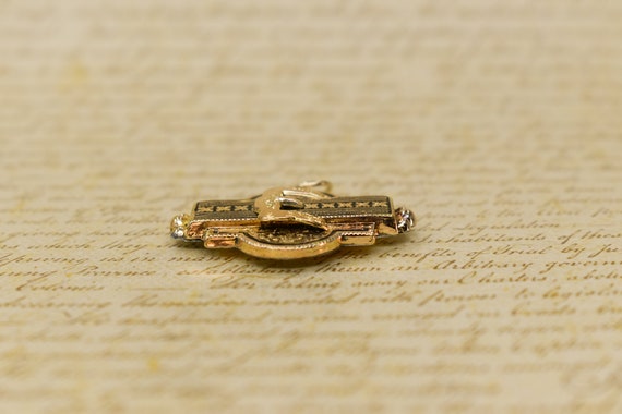 Antique Gold Filled Enamel Buckle Pendant - 1880s… - image 4