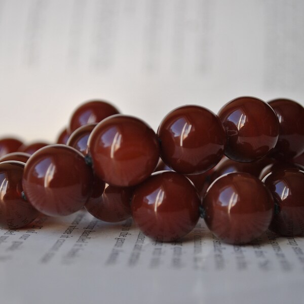 Vintage Carnelian Necklace - 1970s Vintage Components, Agate Bead Necklace, Free Shipping