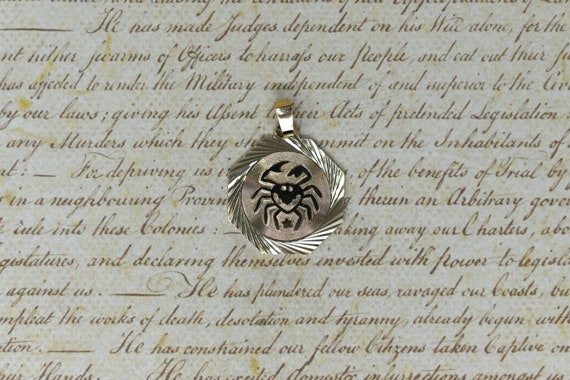 Vintage 10k Zodiac Charm, Cancer Pendant - Vintage