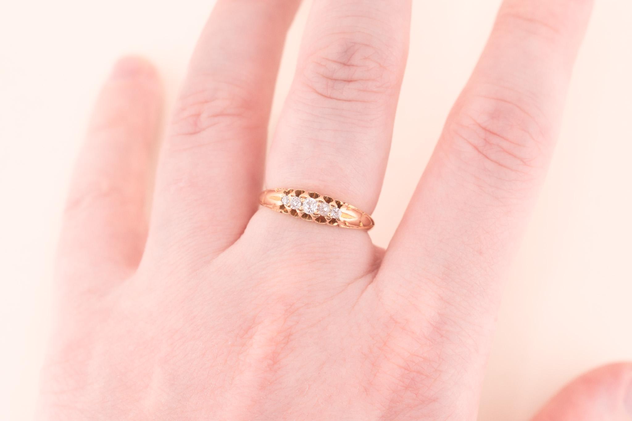 アンティーク 18k ダイヤモンド リング - 1896 年ビクトリア朝