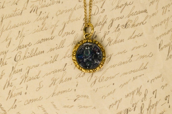 Antique Shaker Locket, Gold Filled & Gemstones - … - image 1