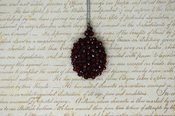 Antique Garnet Locket - 1880s Victorian Rose Cut G