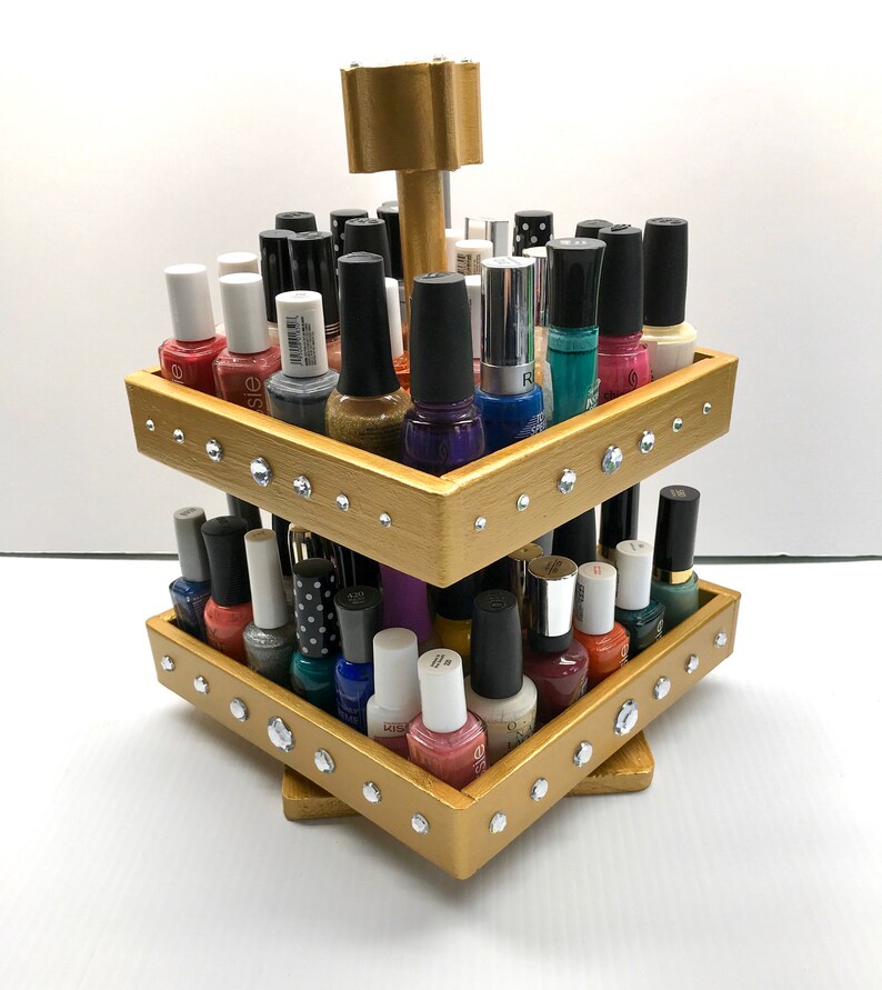 Nail Polish Rotating Storage Organizer 2 Tier Rotating Table Etsy