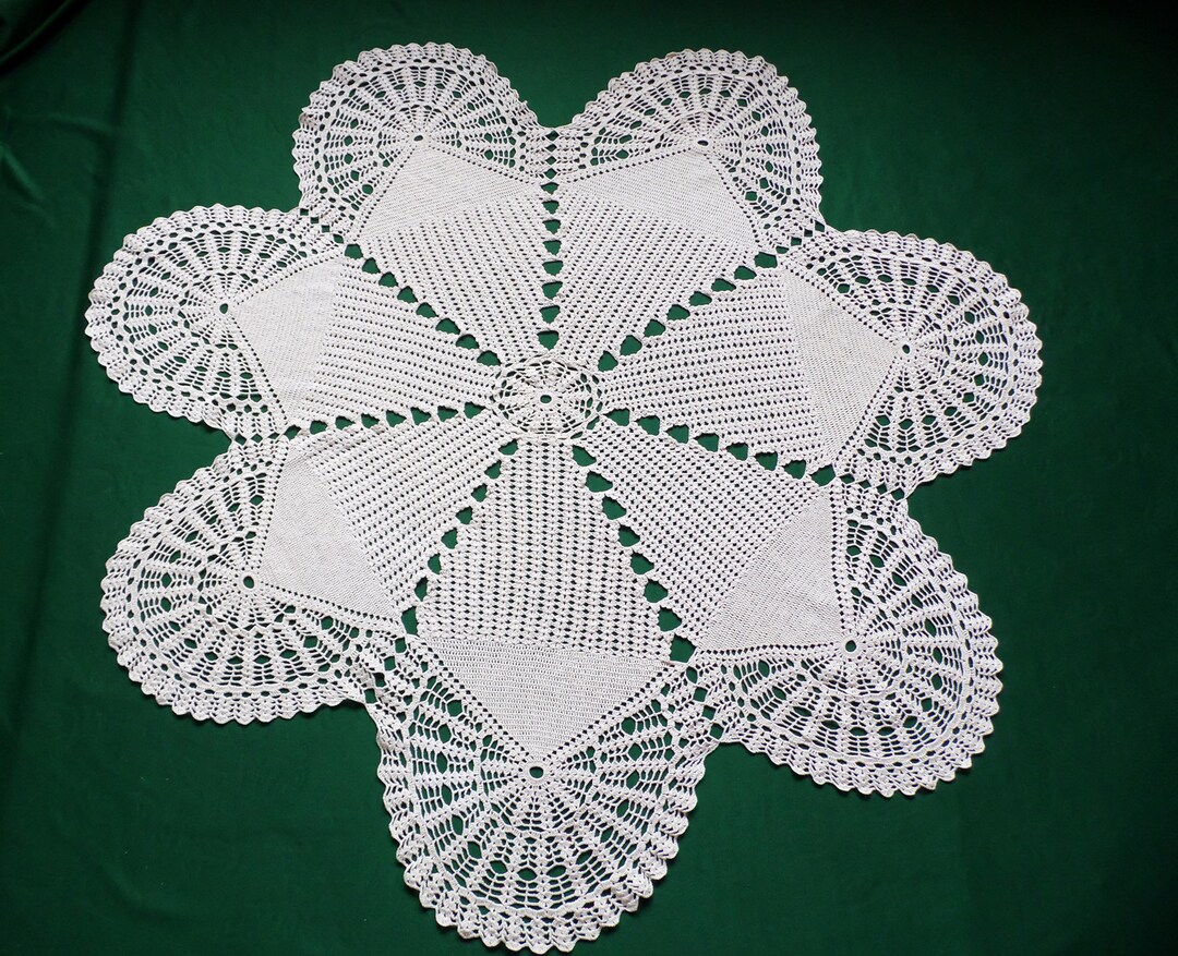 Vintage Round Crochet Tablecloth Round Crochet Table Topper Etsy