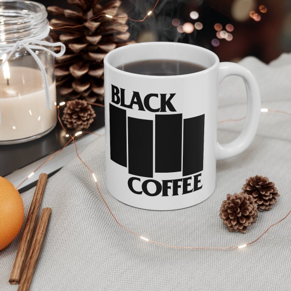 Black Flag Black Coffee White Ceramic Mug, 11oz