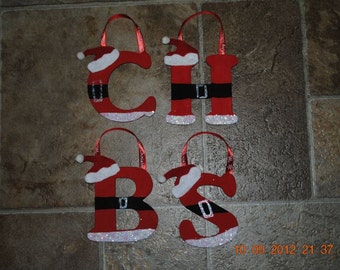 Hand Painted Wooden Santa Ornaments All Letters Available Christmas Holiday