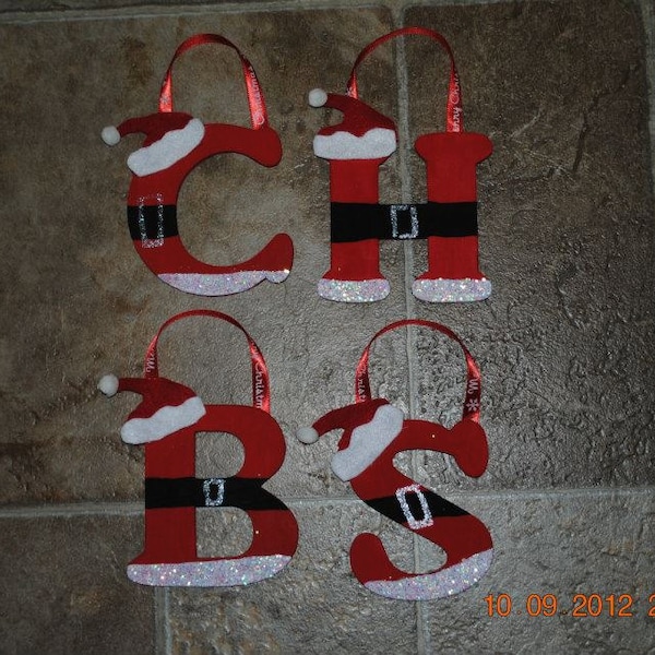 Hand Painted Wooden Santa Ornaments All Letters Available Christmas Holiday