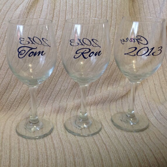 Items similar to DIY Personalized Wine Glass Vinyl Decals Stickers Make Your Own Wedding Glasses