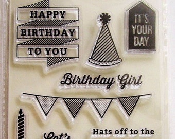 Birthday Card Sentiments Clear Acrylic Stamp Set by Jillibean Soup Stamps
