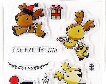 Christmas Reindeer and Sayings Clear Stamp & Die Set Recollections 564159 NEW!