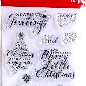 Christmas Holiday Wishes Recollections Clear Acrylic Stamp Set 529289 NEW!