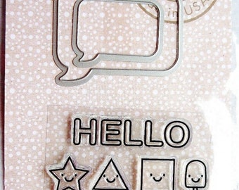 Everything Smiles Word Bubble Emojis Hero Arts Clear Stamp & Cut Die Set DC194