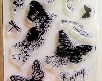 Butterfly Magic Card Sentiments Clear Acrylic Stamp Set by Fiskars Stamps