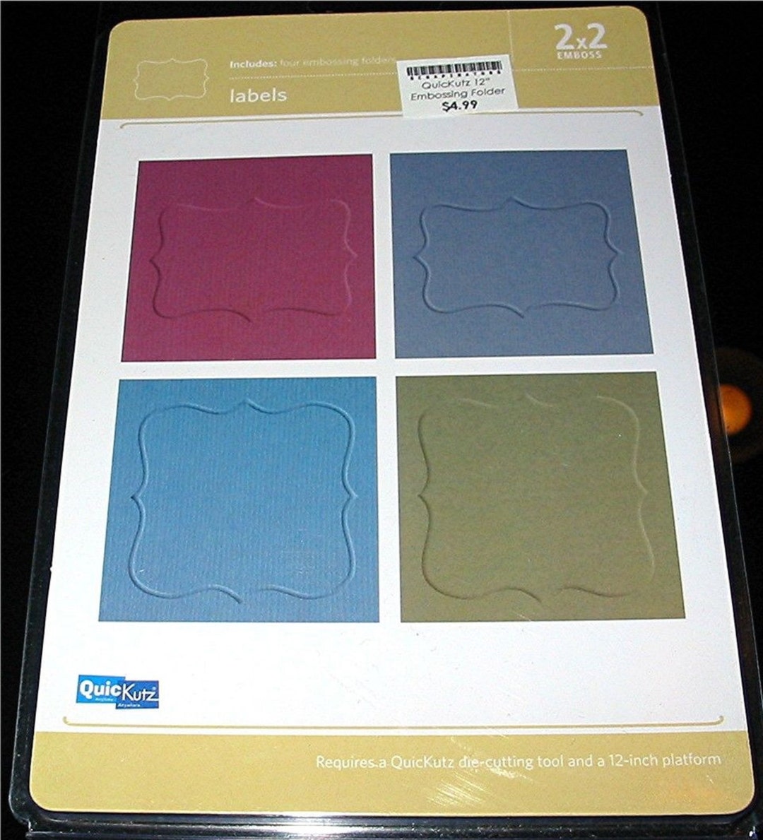 Labels Embossing Folders Quickutz 2 X 2 1/2 Folder 4pack EF2X2001 Etsy