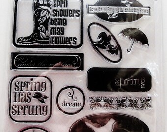 Wellies and Brellas AL3456 Spring Clear Acrylic Stamp Set by Autumn Leaves Stamps