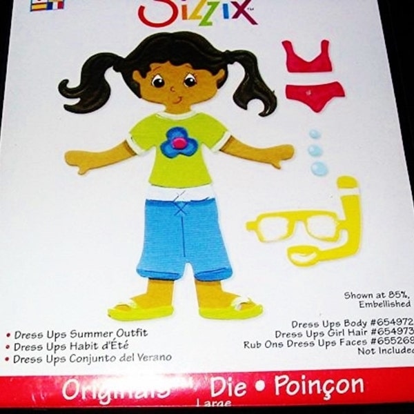 Summer Outfit 654976 Sizzix Originals Dress Ups Paper Doll Clothes Die with Bathing Suit and Snorkle