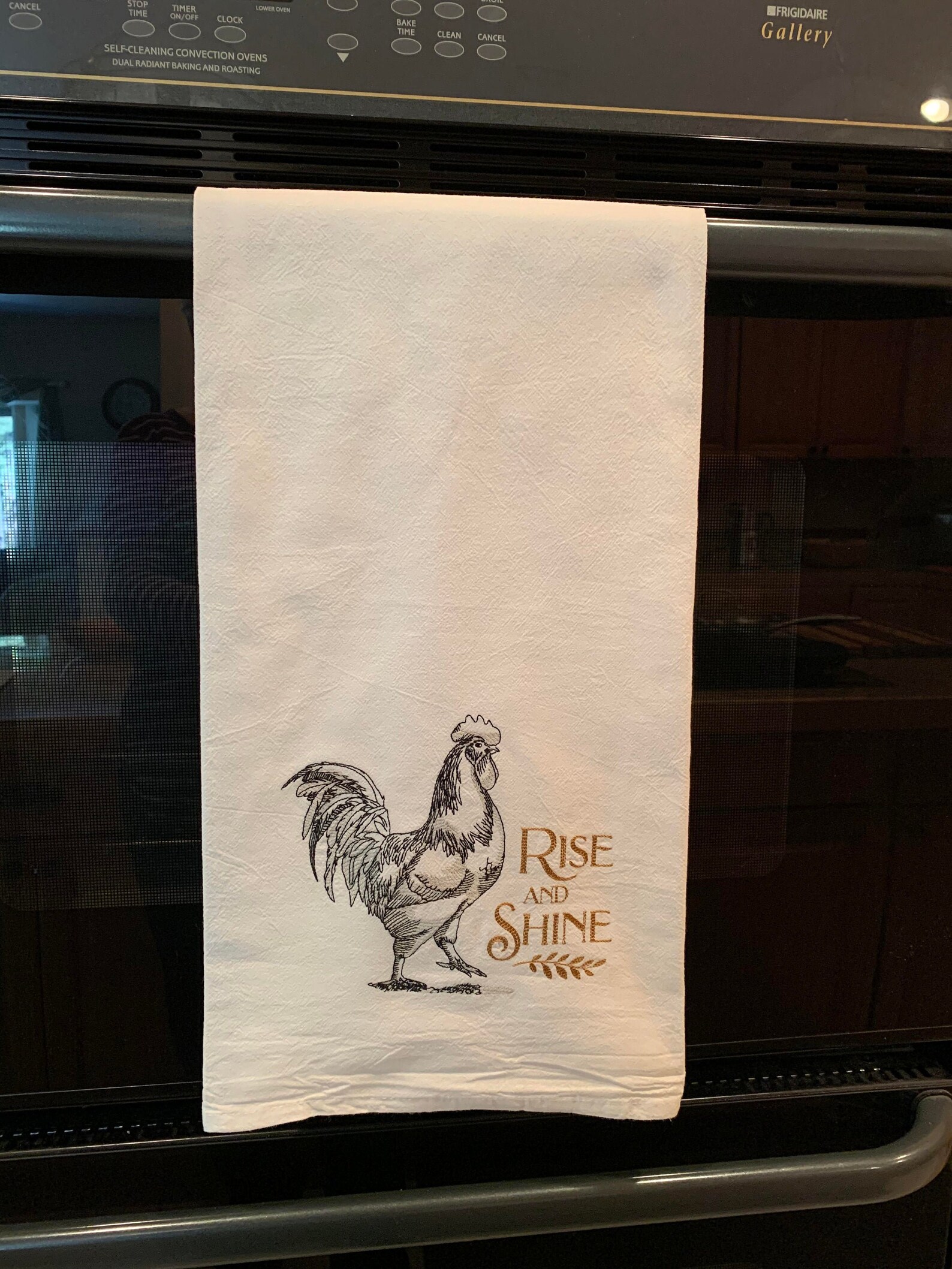 Rise and Shine Rooster Embroidered Dish Towel, Kitchen Towel, Flour Sack Dish Towel, Bar Towel ...