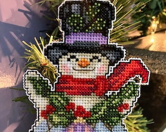 Snowman With Holly Ornament