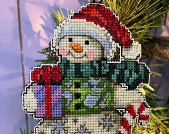 Snowman with Candy Cane Ornament