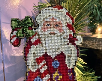 Candy Cane Santa Ornament