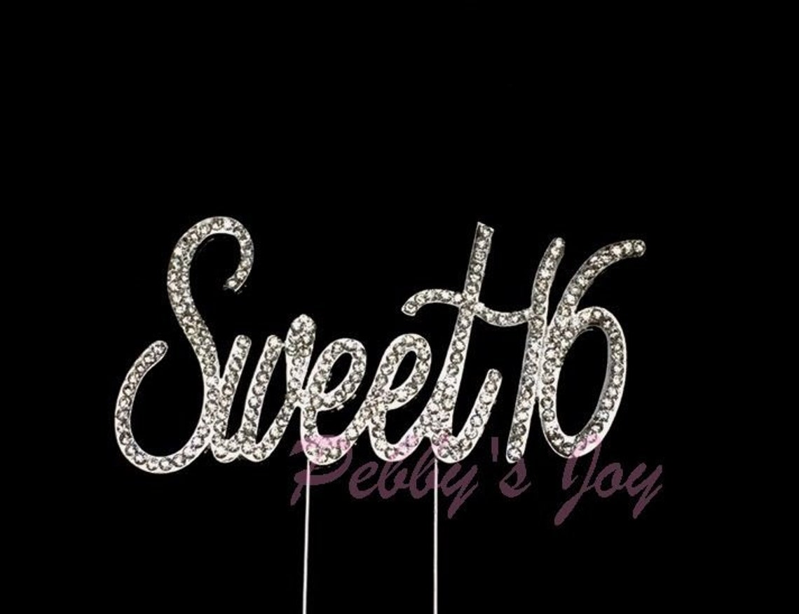Sweet 16 Birthday Number Cake Topper Rhinestone Silver Crystal Etsy
