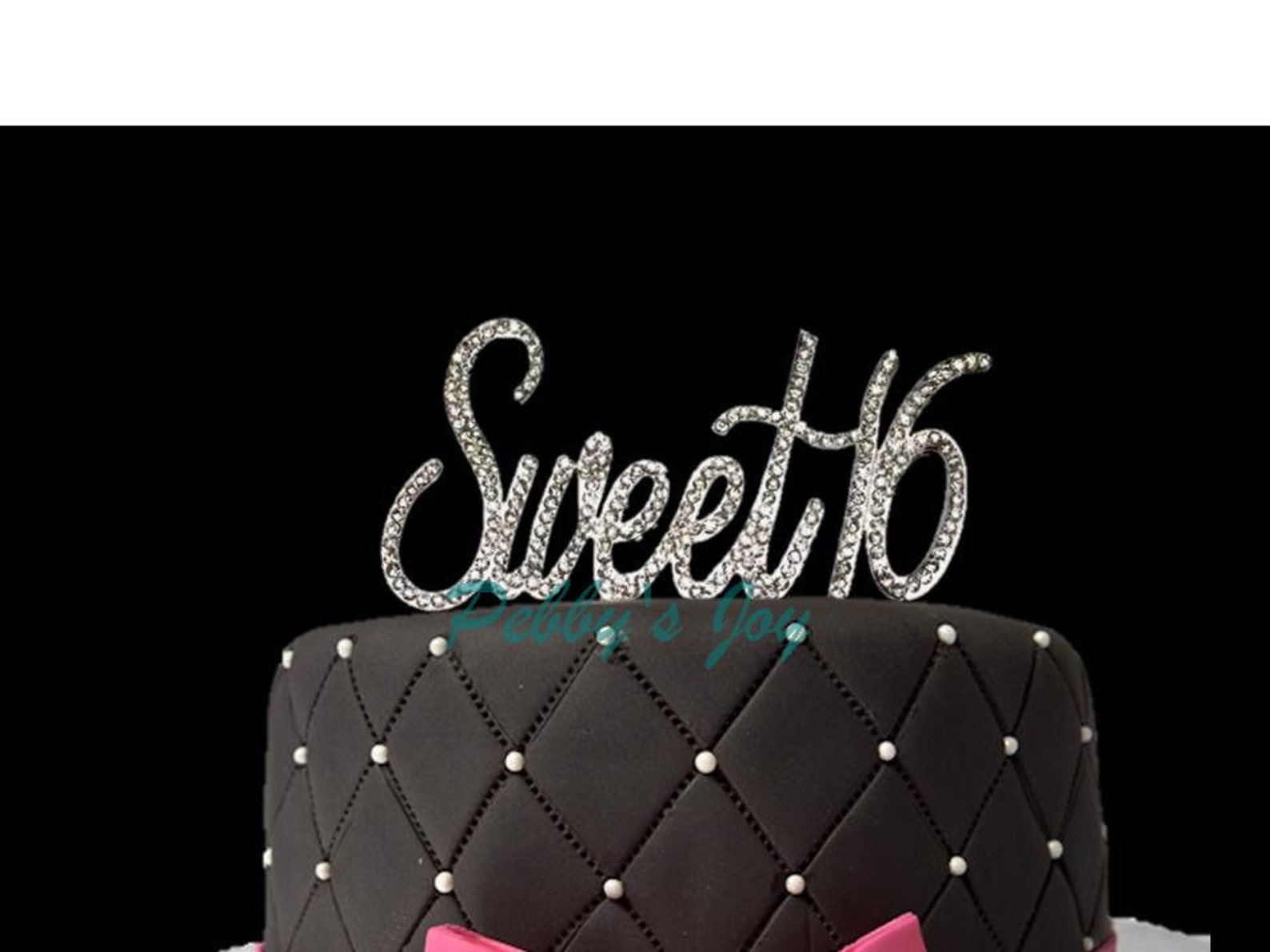 Sweet 16 Birthday Number Cake Topper Rhinestone Silver Crystal Etsy