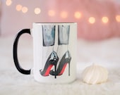 Fashion Coffee Mug, Christian Louboutin Inspired, Shoe Lover Gift, Unique Coffee Mug, Chic Mug, Coffee Lover Mug, Fashionista Mug