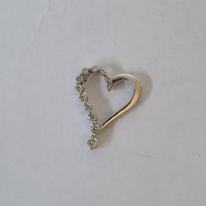Estate 10kt White Gold Diamond Heart Slide Pendant