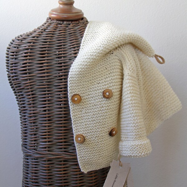 Hand knitted Handmade Baby Wool Sweater Coat Size 0-6 months