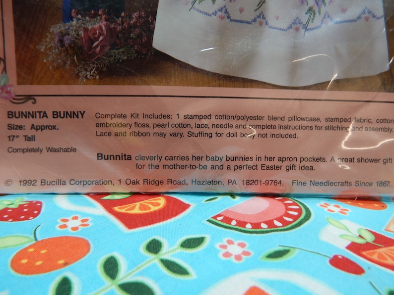 Pillowcase Doll Bunnita Bunny Kit NIP 1992 Vintage Excellent Condition 17 Tall Cleverly Carries her Baby Bunnies in her Apron Pocket Easter