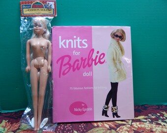 Barbie Type Fashion Doll with Knits for Barbie Doll 75 Fabulous Fashions for knitting book Hard Cover First Edition