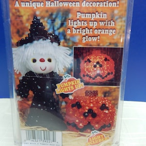 Reduced Witch & Pumpkin Beaded Lamp Kit Lighted NIP Rare Find CCA  Tutti Frutti Doll Head for Witch Lights Up Instructions Vintage Rare Find