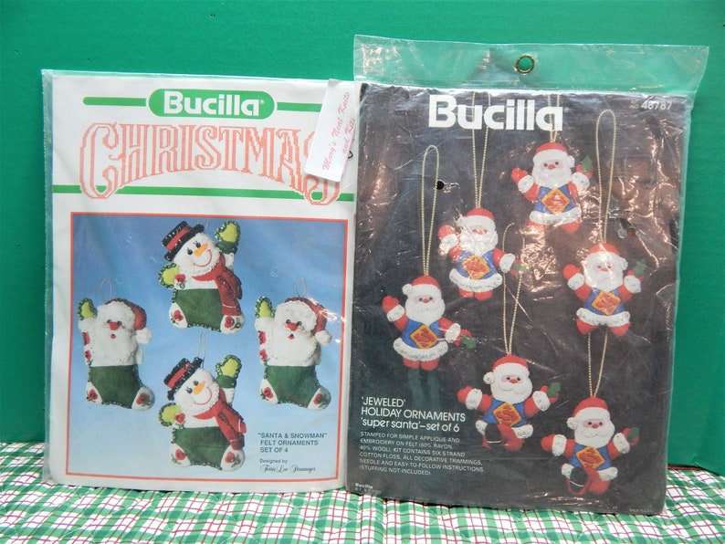 Vintage Felt Sequin Christmas Ornament Kits Santa and Etsy