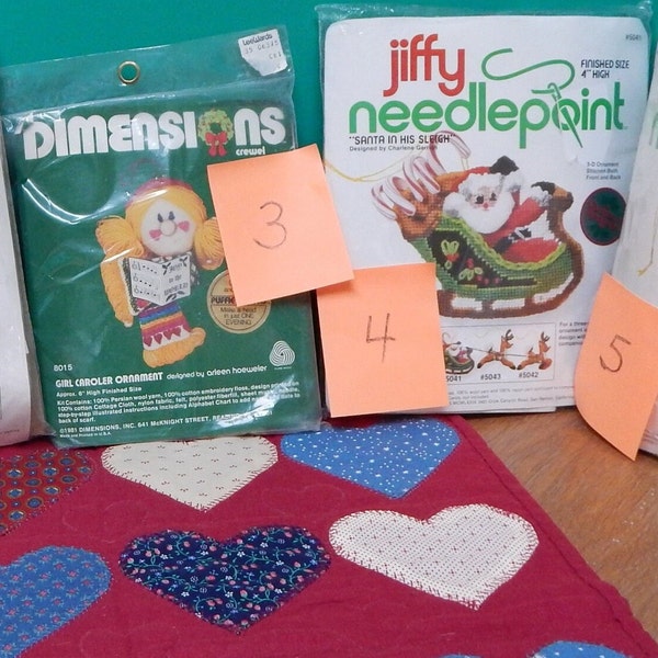 Christmas Jiffy Needlepoint Ornaments Kits Sold Individually 3 Differnet Kits Clean and Complete Rare Vintage