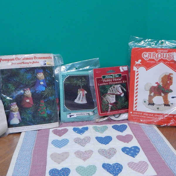 Ornament Kits Sold as Lot 8 Kits Variety and Lots of Fun to Do Hobby Horse Angel Bells and Rocking Horse