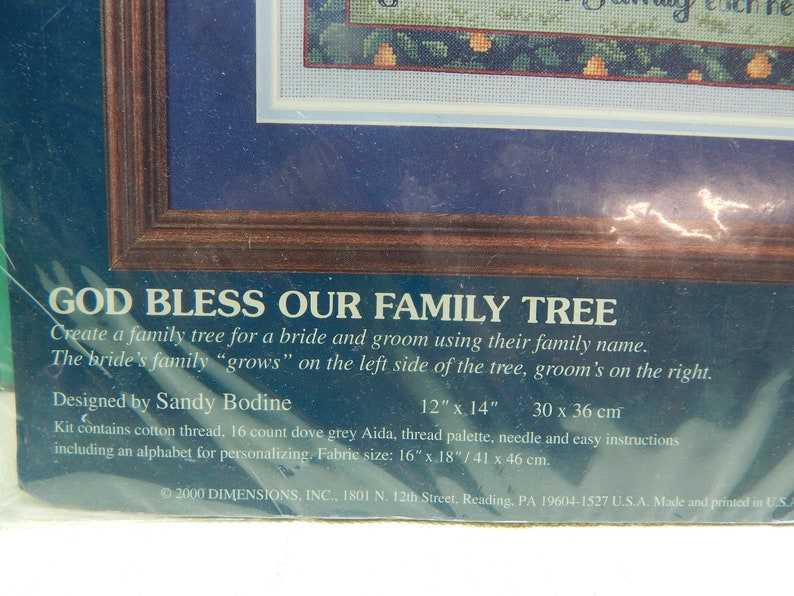 Family Tree God Bless Our Family Tree Counted Cross Stitch Kit NIP 12 x 14 Sunset 2000 Create a family tree