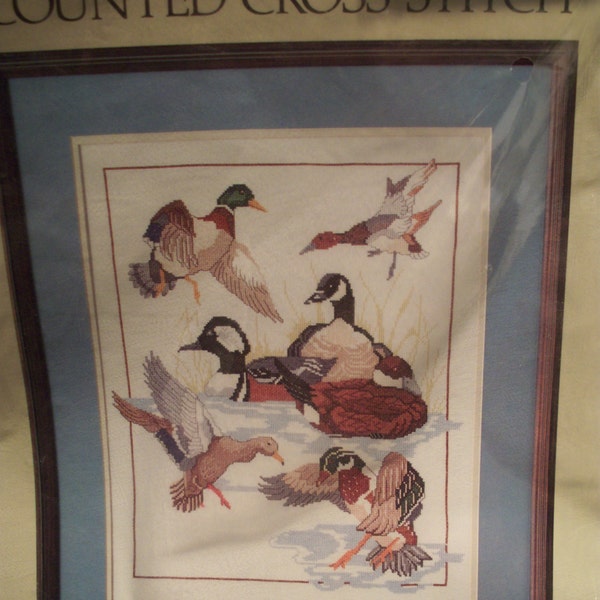 DUCK COLLAGE Counted Cross Stitch Kit by Something Special 1985 Open 14" x 18" Mary's Neat Kits and More Father's Day Gift