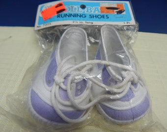 Vintage Doll Shoes, 2 7/8" Vinyl Running Shoes, Lavender & Light Blue