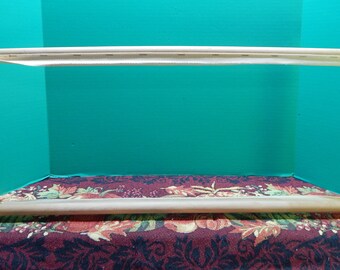 Scroll Stretcher Frame Needlework Adjustable Approx. 27" x 10" Wood with Wing Nuts Washers Good Condition with Fabric to Attach Needlework