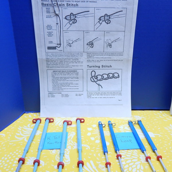 K- Tell One Needle Looper regular size and Irma smaller size with instructions + pattern books sold individually RARE FIND