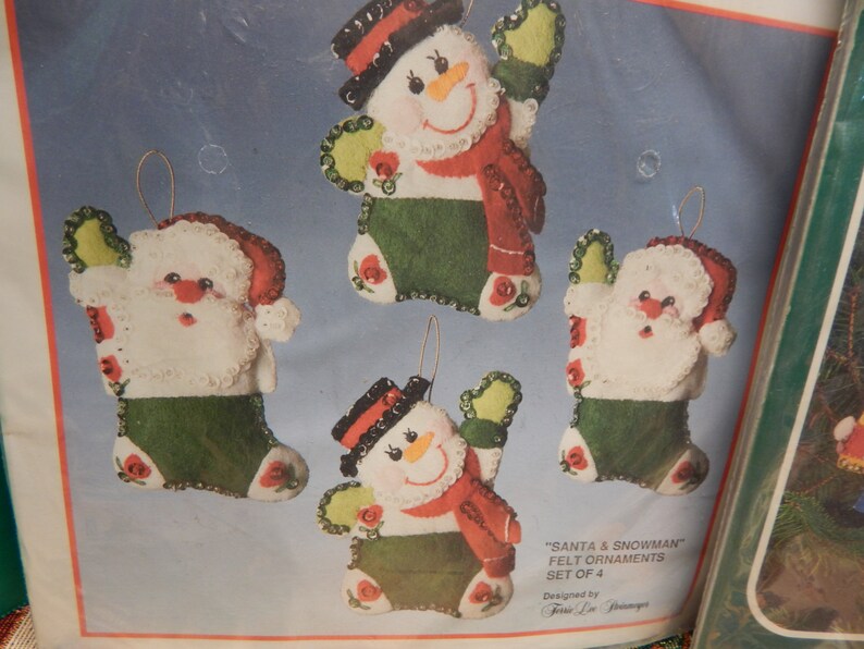 Vintage Felt Sequin Christmas Ornament Kits santa and Etsy