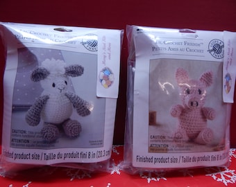 Lil Crochet Friends Kits  Loops & Threads Lamb or Pig Includes All Materials to Make Skill Level Intermediate 8" Hand Wash by Hand
