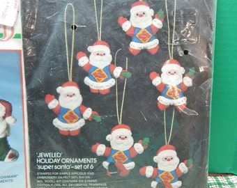 Bucilla Santa's Candy Christmas Felt Ornament Kit Set of 6 Hand