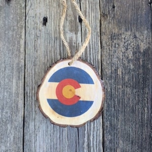 Colorado Flag Wood Slice Ornament